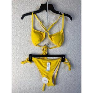 Seaselfie Two Piece Bikini Bathing Suit Bright Yellow Size Medium New with Tags
